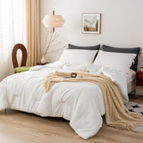BOHOPOPM White Comforter Twin/XL Size Single Bed - Lightweight Super Soft Cozy Modern Polycotton Bedding Blanket Quilt Set for Kid Teen Boy Children All Season - 1 Solid Comforter and 1 Pillowcase BOHOPOPM