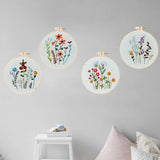 Huacan Embroidery Kits for Adults Beginner - 4 Pcs Floral Pattern Stitching Printed Bouquet DIY Sewing Kit 7.9 x 7.9 Inch (Bouquet 3)