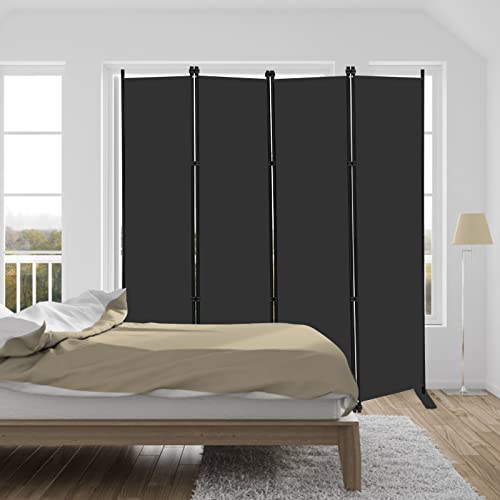 MAYOLIAH 4 Panel Room Divider Screen 6Ft Tall Foldable Privacy Dividers Indoor Wall Partition Room Separator Black MAYOLIAH