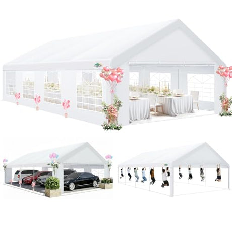 COBIZI 20x30 ft Party Tent Heavy Duty, Large Outdoor Event Tents for Parties with 8 Sidewalls & Built-in Sandbags,Waterproof Wedding Canopy Gazebo Commercial Tent for Carport,Camping,Patio,Windproof COBIZI