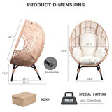 TQKVIPI 2 pcs Oversized Wicker Egg Chair Outdoor Indoor - Rattan Patio Egg Lounge Chairs with Cushion 500lbs Capacity for Living Room, Balcony, Backyard TQKVIPI
