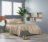 Pure Bamboo King Sheets, Genuine 100% Organic Viscose Derived from Bamboo Bed Sheet Set, Luxuriously Soft & Cooling, Double Stitching, 2 Year Quality Promise (King, Almond) Pure Bamboo