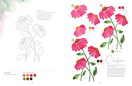 Watercolor the Easy Way Flowers: Step-by-Step Tutorials for 50 Flowers, Wreaths, and Bouquets (Watercolor the Easy Way, 2) Better Day Books