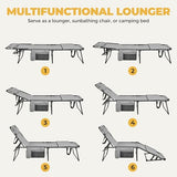Yaheetech 26.4" Tanning Chair with Face Hole, Adjustable 5-Position Folding Chaise Lounge Chairs, Outdoor Lounge Chairs for Lawn, Beach, Patio, Gray