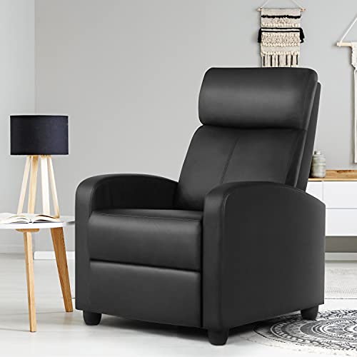 Yaheetech 2-Seat Reclining Chair Leather Recliner Sofa Modern Chaise Couch Lounger Sofa for Living Room Home Theater Black Yaheetech