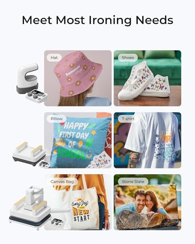 xTool Heat Press Machine 3-in-1 Kit, Smart Press & Mini Iron Press with Platform & Control Pod, 10-25KG High Pressure, Detachable Portable Heat Press Machine for T-Shirts Vinyl Sublimation Crafts xTool