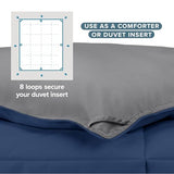 Bare Home Comforter - Twin/Twin Extra Long - Reversible Colors - Goose Down Alternative - Ultra-Soft - Premium 1800 Series - All Season Warmth - Bedding Comforter (Twin/Twin XL, Dark Blue/Grey) Bare Home