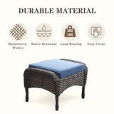 Belord 6 Piece Patio Conversation Sets - Wicker Patio Furniture Sets with Outdoor Swivel Rocker Chairs, Glider Loveseat Perfect for Patio Deck Backyard, Brown Wicker Blue Cushion Belord