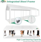 COBIZI 10x30FT Party Tent Heavy Duty Event Shelter Outdoor Wedding Gazebo Canopy Tent for Parties Carport BBQ Commercial with Removable Sidewall Windows, Powder Coating (Better Than Galvanized),White COBIZI
