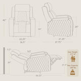 Watson & Whitely Genuine Leather Wall Hugger Power Recliner Chair with Power Headrest, Heating & Cooling, Electric Lay Flat Recliner with Cup Holders & Armrest Storage for Living Room, Navy Blue