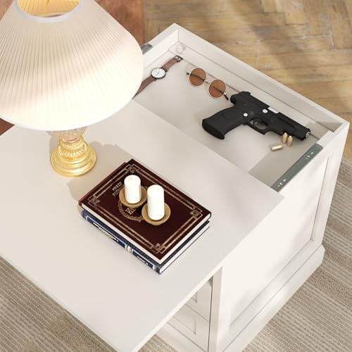 Gyfimoie Nightstand with Side Drawer, Night Stand, End Table with Hidden Storage Space, Bedside Table with Open Shelf, 2 Drawers Dresser for Bedroom, Living Room, Closet (White) Gyfimoie