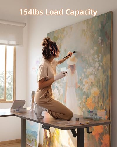 YIHAYO L Shaped Standing Desk Adjustable Height, 63 x 55 Inches Electric Corner Standing Desk with Splice Board, Computer Desk for Home Office, Rustic Brown YIHAYO