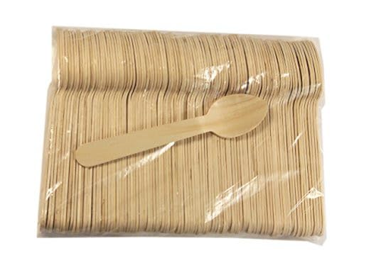 Concession Essentials Disposable Wooden Cutlery Spoons, Compostable and Earth Friendly, 6.25 Inch Length - Pack of 100 Spoons