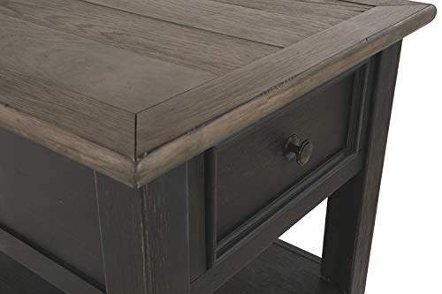 Signature Design by Ashley Tyler Creek Rustic End Table with Storage Drawer and Fixed Shelf, Brown & Black