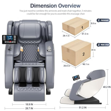 2026 Full Body Massage Chair - Zero Gravity Heated Shiatsu Massage - Lumbar/Calf Heat Relieve Sitting Back Pain, 8 Back Rollers, Extendable Footrest - Relieve Back Pain for Office Workers/Athletes DOVRYTHEN