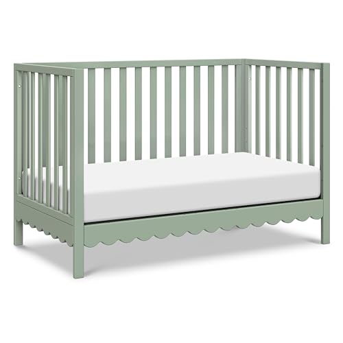 DaVinci Sammy Scallop 4-in-1 Convertible Crib in Light Sage, GREENGUARD Gold Certified DaVinci