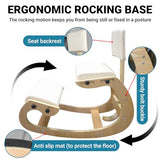 CHIESMA Ergonomic Kneeling Chair with Back Support, Adjustable Height Wooden Knee Chair - Improve Posture with an Angled Seat, with Cushion for Home, Office (Ivory) CHIESMA