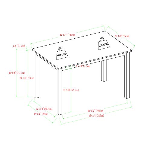 Walker Edison 4 Person Modern Farmhouse Wood Small Dining Table Dining Room Kitchen Table Set Dining 4 X Chairs Set, 48 Inch, White and Grey - WoodArtSupply