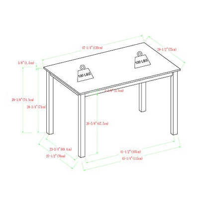 Walker Edison 4 Person Modern Farmhouse Wood Small Dining Table Dining Room Kitchen Table Set Dining 4 X Chairs Set, 48 Inch, White and Grey - WoodArtSupply