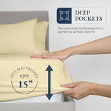 LANE LINEN Twin Fitted Sheets, 100% Organic Cotton 2-Piece Set (1 Fitted Sheet, 1 Pillowcase), Percale Weave, Bottom Sheet, Soft, Breathable, Fits Mattress Upto 15' Deep - Vanilla (No Flat Sheet) LANE LINEN