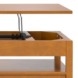 SIMPLIHOME Warm Shaker SOLID WOOD Wide Rectangle Transitional Lift Top Coffee Table for The Living Family Room, 48 inch, Light Golden Brown SIMPLIHOME