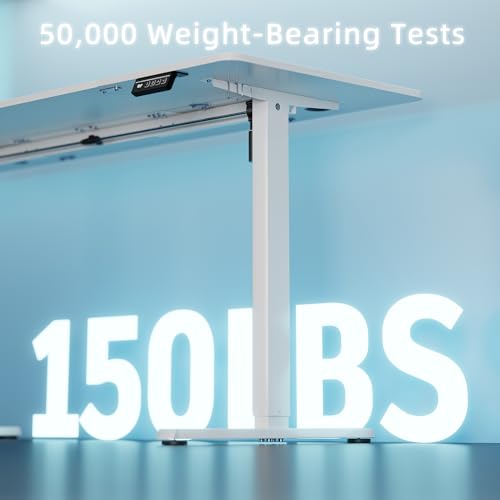 Shintenchi Standing Desk, 63x24 Inch Height Adjustable Electric Sit Stand up Desk, Ergonomic Rising Computer Table, Modern Lift Gaming Desk Workstation for Home Office, White Shintenchi