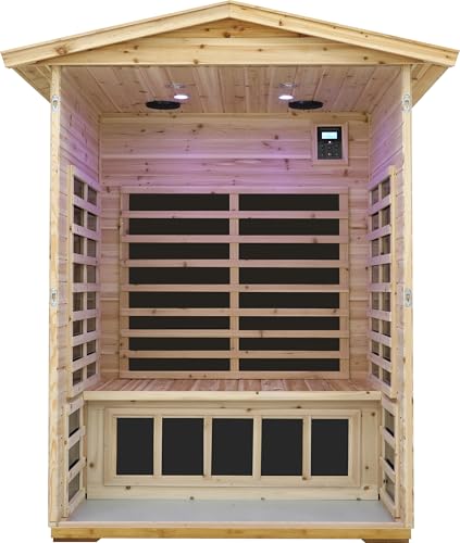 LTCCDSS Low EMF Outdoor Sauna 2 Person, Far Infrared Sauna Room for Home, Soft Fir Wood, Chromotherapys | Bluetooth Speakers | 47.2 * 81.1 * 37.0 in LTCCDSS