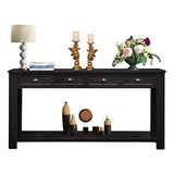 kinbor Long Sofa Table - Black 60 Inch Console Tables for Living Room, Hallway Table with 4 Drawers, Modern Wood Entryway Table with Storge Shelf kinbor