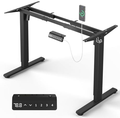 Xyndyx 330 lbs Capacity Dual Motor Electric Standing Desk Frame, Height Adjustable Sit Stand up Desk Legs Base Workstation, Anti-Collision Function, 2 Hooks, Black Frame Only Xyndyx