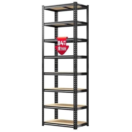 DurayLoly 8 Tier Storage Shelves, Shelving Unit Load 2816LBS, Garage Shelving Adjustable and Divisible, Shelving Units and Storage Rack for Laundry Room, Pantry, Kitchen, Closet, Metal Shelf 84" H DurayLoly