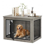 DWVO Dog Crate Furniture, 38 Inch Dog Kennel Indoor Furniture End Table for Dogs, Farmhouse Decorative Wooden Cage, Chew-Resistant, Grey DWVO
