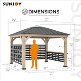 Sunjoy 11 x 11 ft. Hardtop Gazebo Cedar Wood Framed Hot Tub Gazebo with Steel and Polycarbonate Hardtop and bar Shelf, Matte Black by SummerCove SummerCove