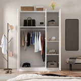 MOUMON Armoire Wardrobe with 3 Doors and Shelves, Armoire Wardrobe Closet with Hanging Rod, Armoire Closet for Bedroom White (47.2”W x 18.9”D x 70”H) MOUMON
