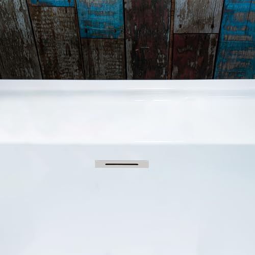 WOODBRIDGE 59" Acrylic Freestanding Bathtub Contemporary Soaking White Tub with Chrome Overflow and Drain,B0064-C WOODBRIDGE