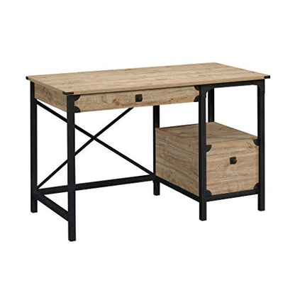 Sauder Steel River Desk, L: 47.48" x W: 23.47" x H: 29.53", Milled Mesquite finish - WoodArtSupply