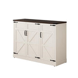 Sideboard Buffet Cabinet with Storage - 47.2 Inch Farmhouse Kitchen Sideboard Cabinets with Adjustable Shelves, Wooden Coffee Bar Storage Cabinet Buffet Table for Kitchen, Dining Room, White chartustriable