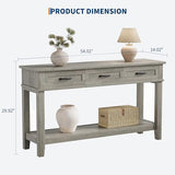IDEALHOUSE entryway Table, Entry Table with Drawers 3-Drawer Storage & Open Shelf, 2-Tier Sofa Table Behind Couch Narrow Long, Farmhouse entryway Console for Hallway Foyer Living Room, Grey IDEALHOUSE