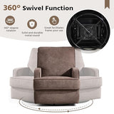 ANJ 360° Swivel Rocker Recliner Chair for Adults, Classic Manual Glider Recliners with Overstuffed Backrest, Upholstered Rocking Reclining Sofa Chair for Living Room, Brown