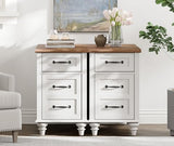 WAMPAT 2 Pack White End Table with Charging Station, Wood Side Sofa Table with Drawer and Storage Cabinet, Modern Nightstand with Power Outlets & USB Ports for Living Room, Bedroom WAMPAT