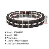 BOBO BIRD Womens Wooden Bracelet Stylish Wood & Stainless Steel Combined Adjustable Wooden Bangle Jewelry (S04-1) BOBO BIRD