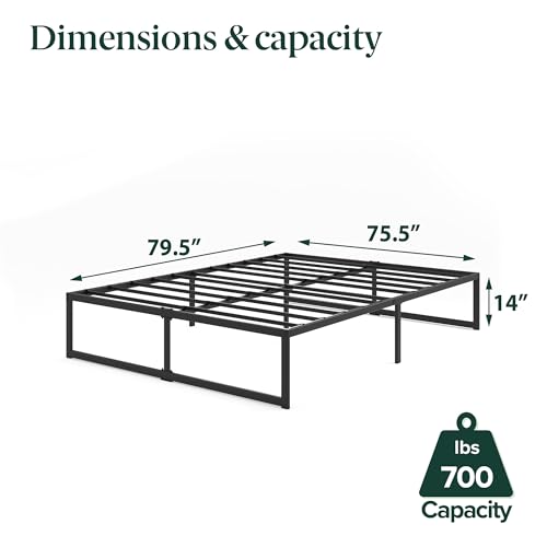 Zinus ABEL 14 Inch Platform Bed Frame, Steel Slat Support, Easy Assembly, No Box Spring Needed, Eco Friendly WonderBox(TM) Packaging, Black, King Zinus