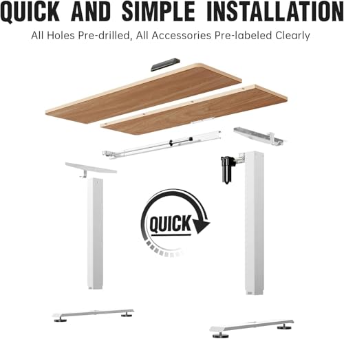 Veken 47.2 Inch Electric Standing Desk, Height Adjustable Sit Stand Up, Wood Desktop, Work Home Office Computer PC Desks, Gaming Writing Study Bedroom Rising Table, Nature Veken