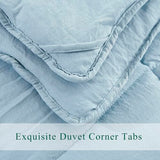 HIG Pre Washed Down Alternative Comforter Set Twin - Reversible Chic Quilt Design - Box Stitched with 4 Corner Tabs - Lightweight for All Season - Blue Duvet Comforter with 2 Pillow Shams HIG