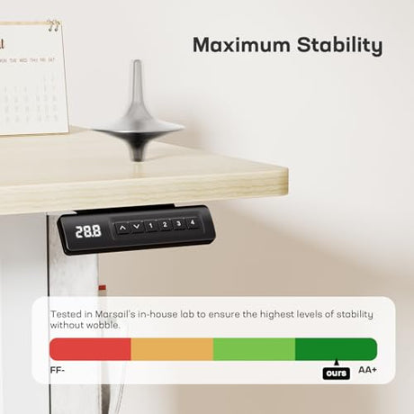 Marsail 48x24 Electric Standing Desk - Adjustable Height Computer Desk with Memory Presets, Storage Bag & Cable Management for Home Office & Gaming Workstations Marsail