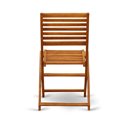 East West Furniture DEBS7CWNA 7-Piece Modern Set-6 Foldable Chairs Ladder Back and Outdoor Coffee Table and Rectangle Top with Wooden 4 Legs-Natural Oil Finish East West Furniture