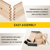 CREWORKS Bee Hive with 10 Medium &20 Deep Honeycomb Foundation Frames, Bee Box for Beekeeper Starter, Beekeeping Supplies Equipment Tool, Wood Complete Honey Bee Hives Kit, 3 Layer Bees House Box CREWORKS
