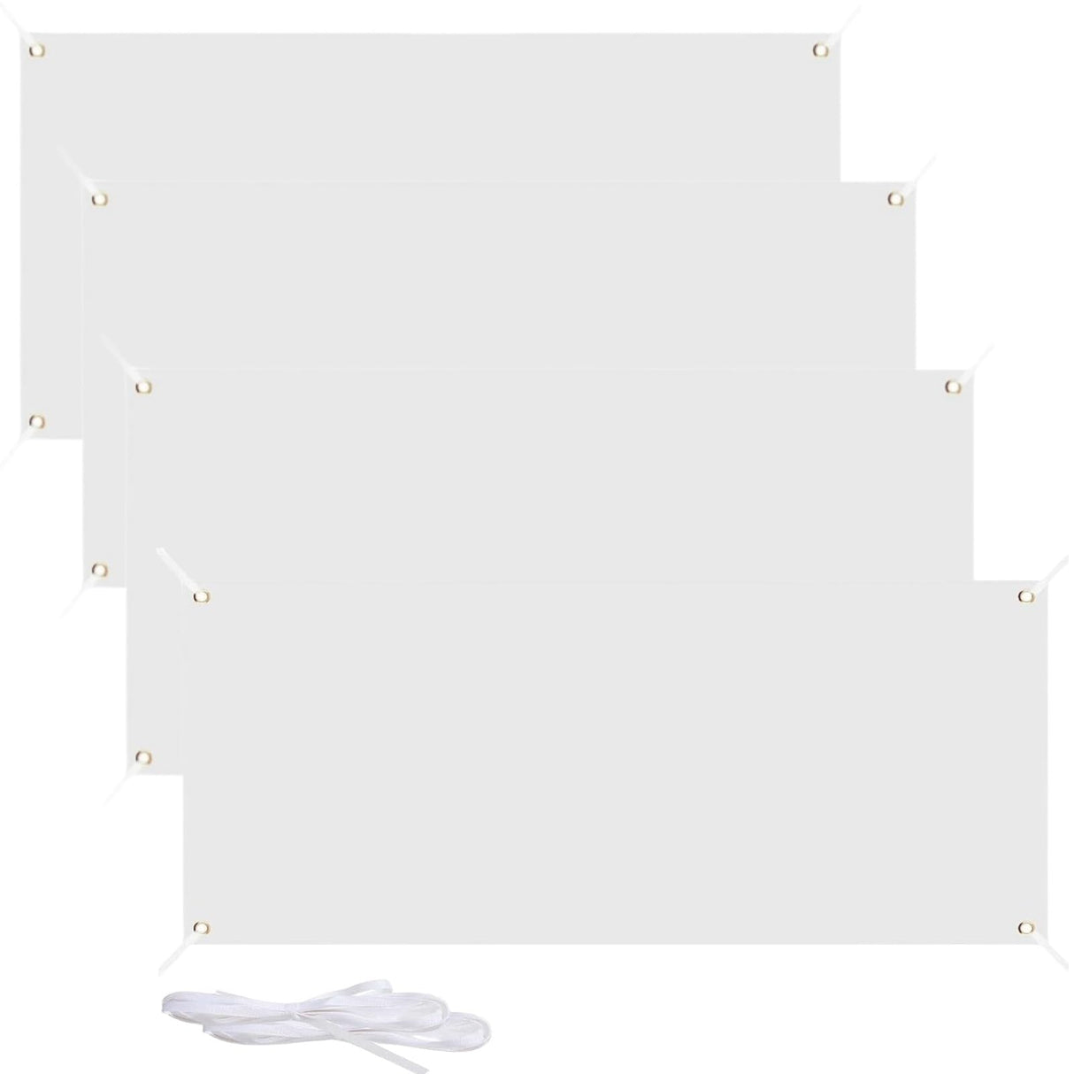 4 Pack Large Banners Signs Paintable Blank Banners 2 x 4 Feet White Flags Plain Make Your Own Banner DIY Party Festival Celebration Sport Activities School Events Outdoor Decoration with 39.37ft Rope AccuLess