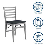 COSCO Contoured Back Wood Folding Chair, 2-Pack, Gray Wash COSCO