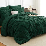 CozyLux Full Size Comforter Sets Emerald Green, 7 Pieces Bed in A Bag Green Comforter Full Size, Pinch Pleat Bedding Sets with All Season Comforter, Sheets, Pillowcases & Shams CozyLux