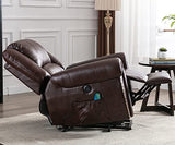 ANJ Large Power Lift Recliner Chairs with Massage and Heat, Faux Leather Electric Lift Chairs for Elderly People, Recliners for Big and Tall Man, Single Lounge Sofa with USB Port (Red Brown) ANJ